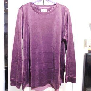 Denim & Co Plum Velour Sweatshirt Sz L